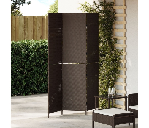 Divisor de habitación  3 paneles plegable marrón 146x180 cm ratán poliéster