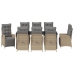 Conjunto de Comedor de Jardín de 9 Piezas Beige Rattan Poliéster