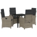 Set de Comedor de Jardín de 5 Piezas  con Cojines de Rattan Poliéster Gris
