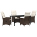 Set de Comedor de Jardín de 5 Piezas con Cojines Marrón Poliratán