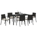 Conjunto de Comedor de Jardín de 7 Piezas Poliratán Negro