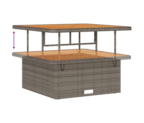 Conjunto de Comedor de Jardín de 3 Piezas con Cojines en Gris de Poliratán y Acacia