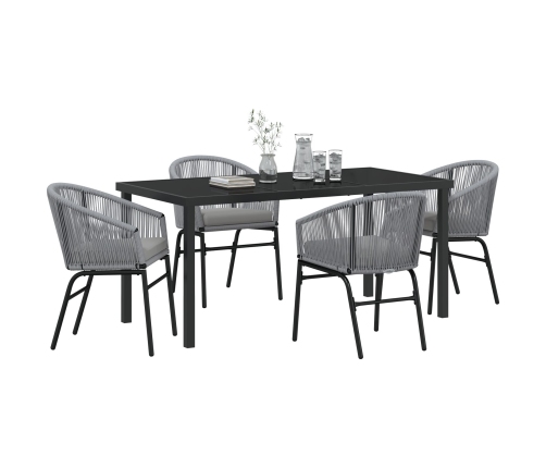 Set de comedor de jardín  de 5 piezas en gris ratán