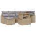 Conjunto de Comedor para Jardín de 7 Piezas con Cojines Beige Poliratán Acacia