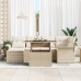 Juego de Sofá de Jardín  de 7 Piezas con Cojines Beige Poliratán