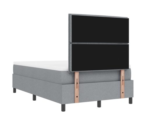 Cama con Canon  con Colchón y Banco Gris Claro 120x200 cm Tela