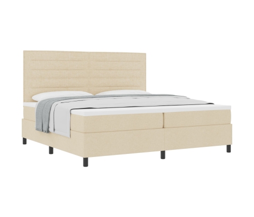 Cama Box Spring  con Colchón Crema 200x200 cm Tela
