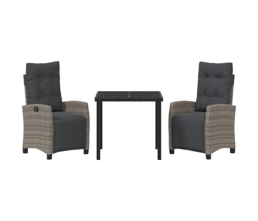 Set de Comedor de Jardín de 3 Piezas Gris Ratán PE