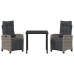 Set de Comedor de Jardín de 3 Piezas Gris Ratán PE