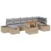 Set de Sofás de Jardín de 8 Piezas con Cojines Beige de Ratán Sintético