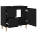 Gabinete de fregadero Madera de roble negra 65x33x60 cm Madera elaborada