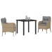 Conjunto de comedor de jardín  de 3 piezas con cojines Beige Poliratán