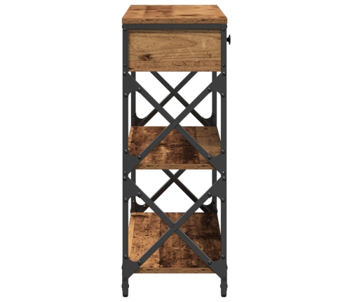 mesa consola de madera vieja 75x28x75 cm madera de ingeniería y acero