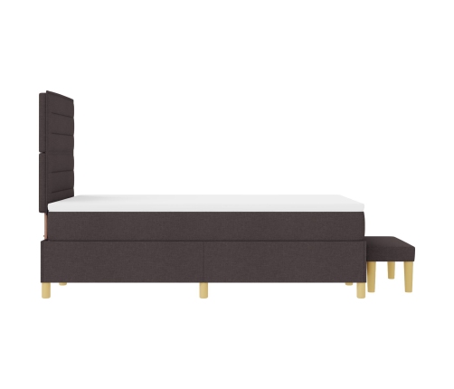 Cama Box Spring con Colchón y Banco Marrón Oscuro 120x200 cm Tela
