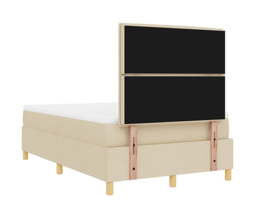 Cama con Base de Resortes y Colchón Crema 120x200 cm Tela