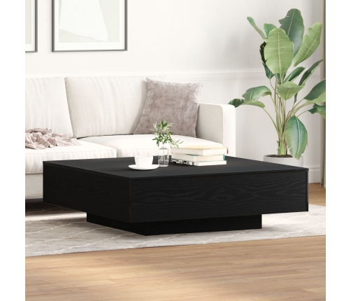 Mesa de café  negra, de roble, 100x100x31 cm, madera contrachapada