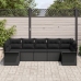 Conjunto de sofá de jardín  de 7 piezas con cojines Negro Rattan