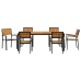 Set de Comedor de Jardín  Set de 7 Negro y Marrón Metal y Madera