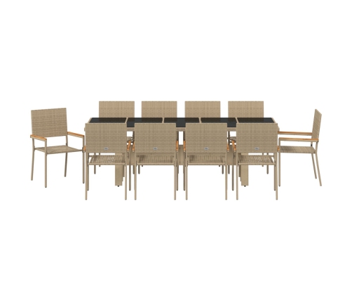 Conjunto de Comedor de Jardín de 11 Piezas  Beige de Poliratán