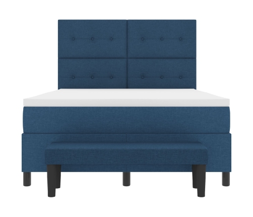 Cama con Somier  con Colchón & Banco Azul 140x190 cm Tela