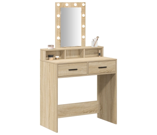 Mesa de Tocador  con Luces LED Sonoma Roble 79x41x140 cm