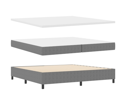 Cama Base con Muelles  con Colchón & LED Gris Claro 200x200 cm Tela de Corduroy
