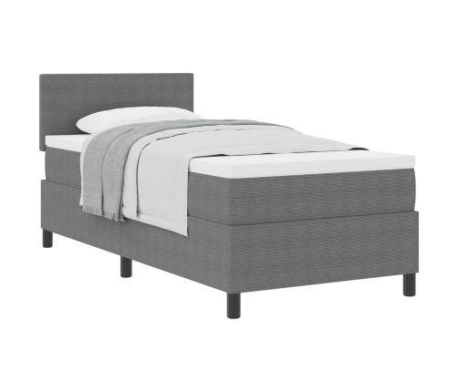Cama con Base  con Colchón Gris Claro 90x200 cm Tela de Pana