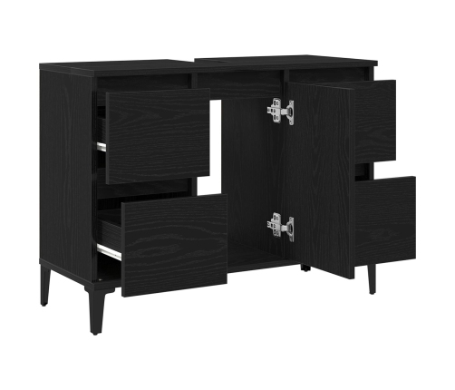 Gabinete para lavabo de baño  negro roble 80x33x60 cm de madera