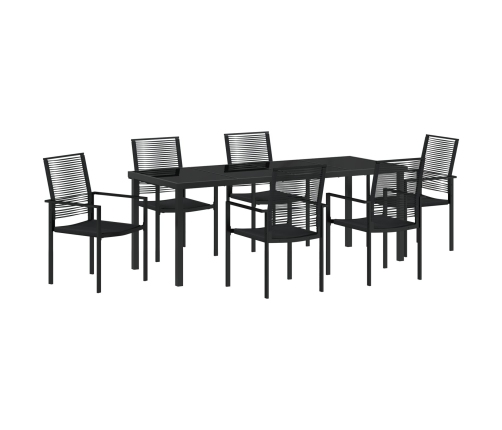 Juego de Comedor de Jardín de 7 Piezas  Negro Ratán de PVC