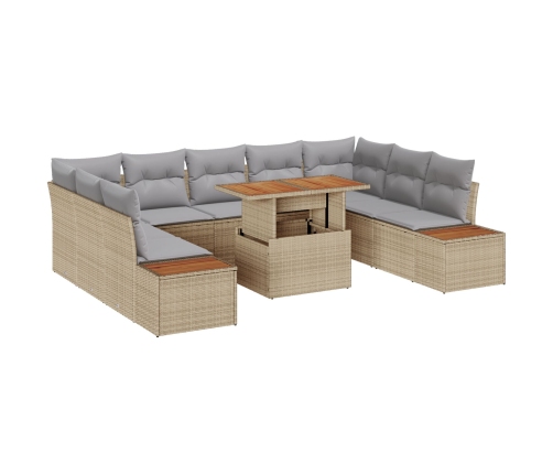 Set de Sofá de Jardín  Set de 6 Beige, Gris Ratán, Poliéster