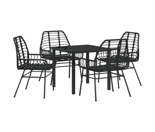 Conjunto de 5 Piezas de Comedor Jardín Negro Poliratán