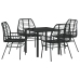 Conjunto de 5 Piezas de Comedor Jardín Negro Poliratán