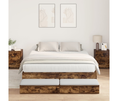 Marco de Cama con Almacenamiento  Marrón Madera elaborada