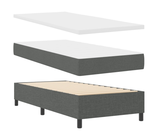 Cama con Somier  con Colchón y LED Gris Oscuro 90x200 cm Tela