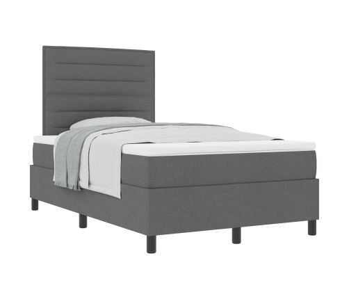 Cama con Box Spring  con Colchón Gris Oscuro 120x200 cm Tela
