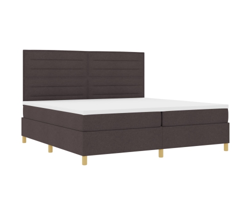 Cama con Box Spring  Marrón Oscuro 200x200 cm Tela