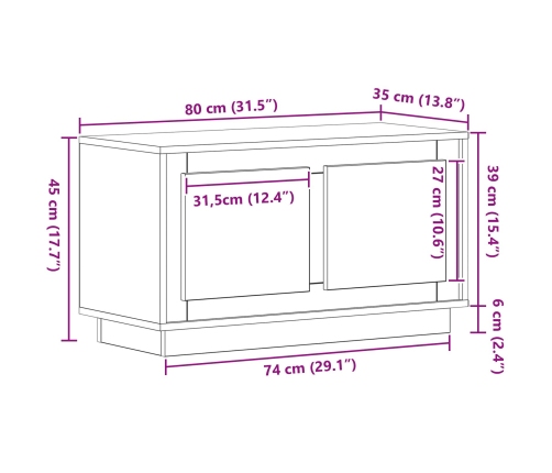 Mueble para TV  Negro Roble 80x35x45 cm Madera de ingeniería