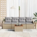 Juego de Sofá de Jardín de 5 Piezas con Cojines Beige Poliratán Acacia