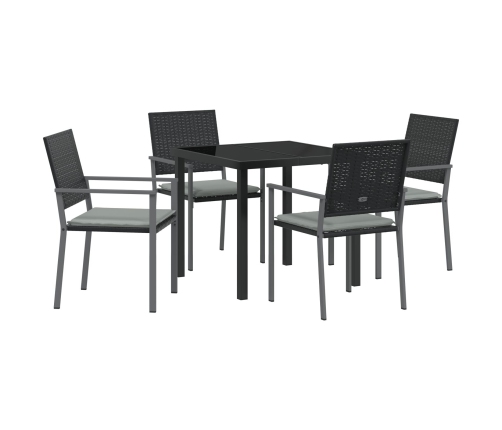 Set de 3 Negro Poliratán PE, Acero con recubrimiento en polvo