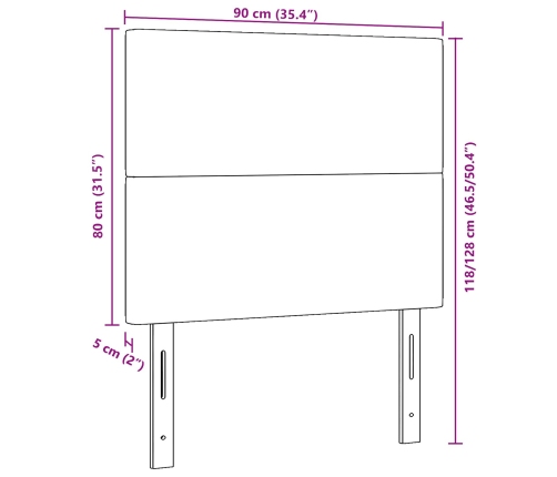 Cabezal  Diseño Sencillo Verde Claro Gris 90 cm Tela de Pana