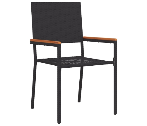Conjunto de Comedor de Jardín de 3 Piezas Negro de Poliratán