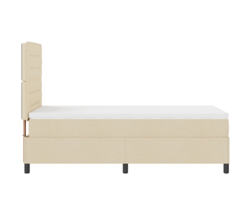 Cama con somier  con colchón crema 90x200 cm tela