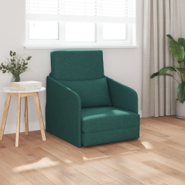 Sofá Cama de Suelo  2-en-1 Verde Oscuro 65x80x83 cm Tela