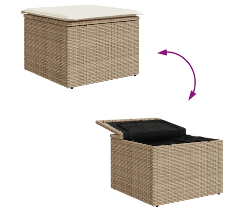 Conjunto de 6 Piezas de Sofá de Jardín con Cojines Beige Poliratán Acacia