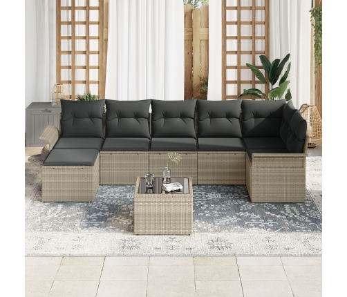 Conjunto de Sofás de Jardín de 8 Piezas con Cojines Gris Poliratán