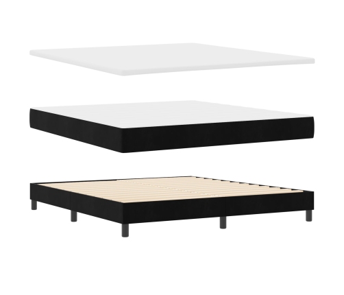 Cama con somier y colchón  Negro Super King Terciopelo