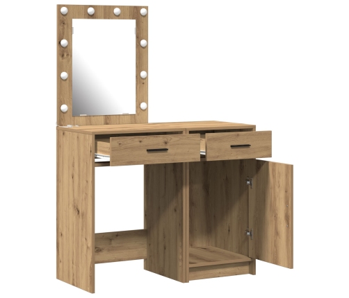 Set de Tocador de 2 Piezas con LED en Madera Elaborada de Roble Artesanal