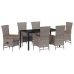 Set de Comedor de Jardín de 7 Piezas  con Cojines Poliratán Gris
