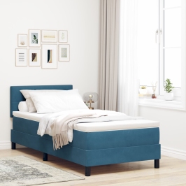 Cama con Somier  con Colchón Azul Oscuro 100x200 cm Terciopelo