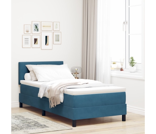 Cama con Somier  con Colchón Azul Oscuro 100x200 cm Terciopelo